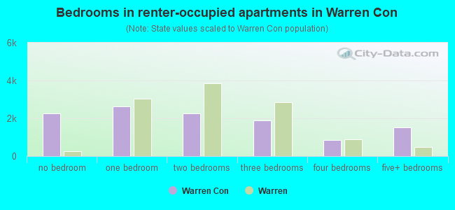 Bedrooms in renter-occupied apartments in Warren Con