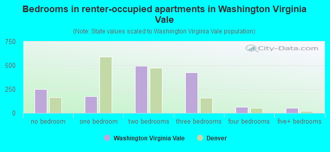 Bedrooms in renter-occupied apartments in Washington Virginia Vale