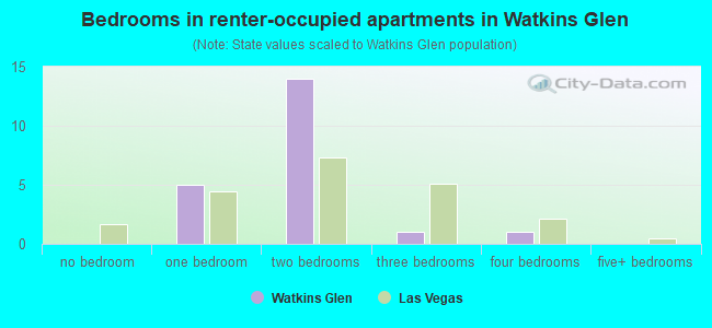 Bedrooms in renter-occupied apartments in Watkins Glen