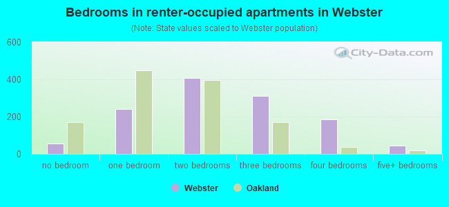 Bedrooms in renter-occupied apartments in Webster