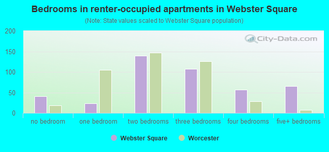 Bedrooms in renter-occupied apartments in Webster Square