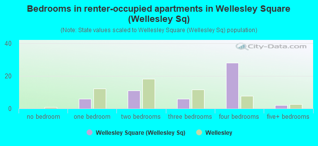 Bedrooms in renter-occupied apartments in Wellesley Square (Wellesley Sq)