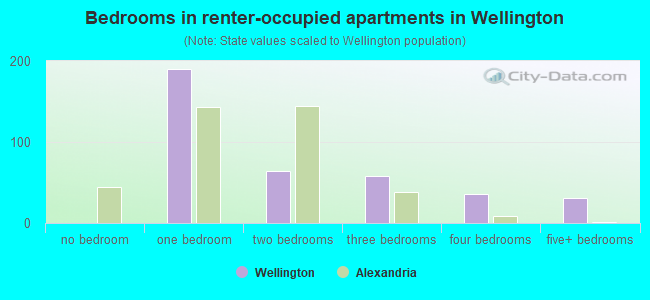 Bedrooms in renter-occupied apartments in Wellington