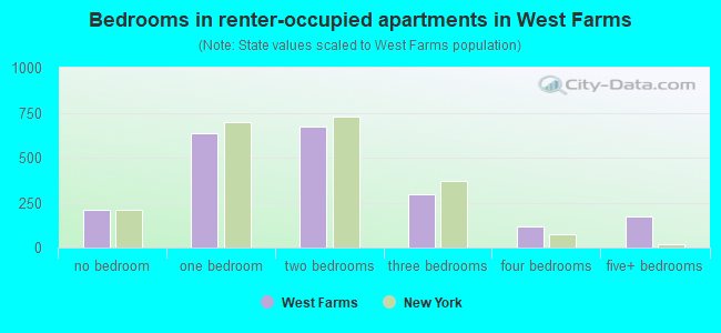 Bedrooms in renter-occupied apartments in West Farms
