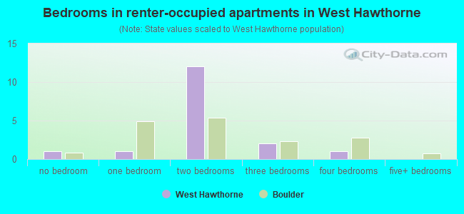Bedrooms in renter-occupied apartments in West Hawthorne