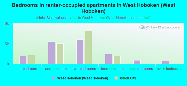 Bedrooms in renter-occupied apartments in West Hoboken (West Hoboken)