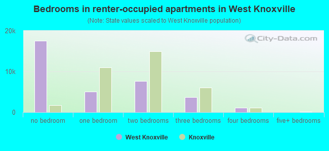 Bedrooms in renter-occupied apartments in West Knoxville