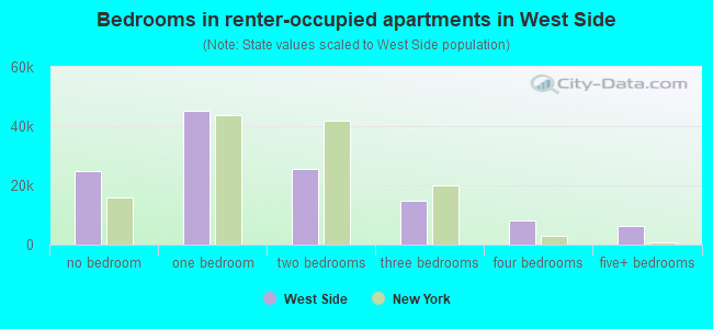 Bedrooms in renter-occupied apartments in West Side