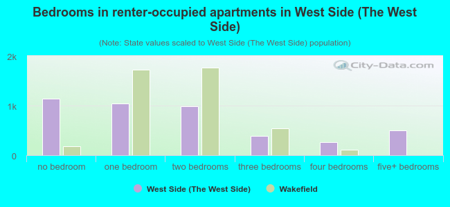 Bedrooms in renter-occupied apartments in West Side (The West Side)