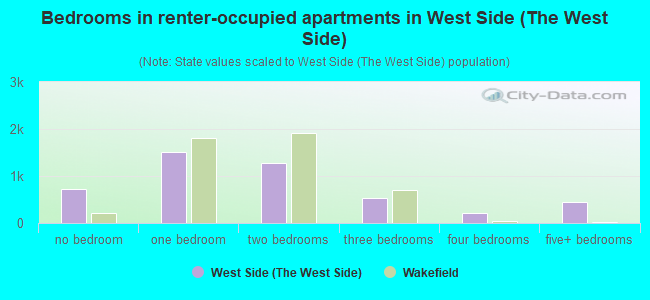 Bedrooms in renter-occupied apartments in West Side (the West Side)