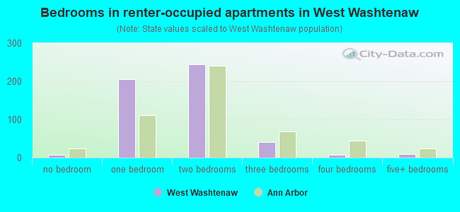 Bedrooms in renter-occupied apartments in West Washtenaw