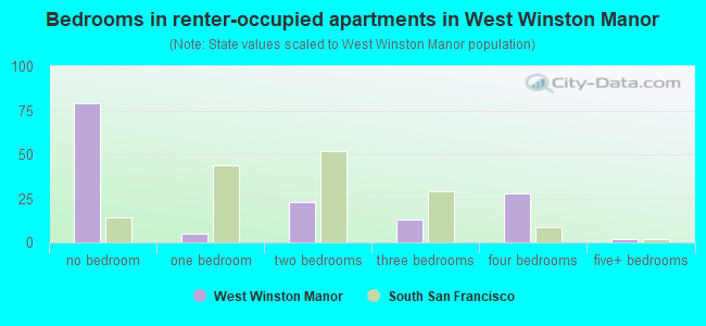 Bedrooms in renter-occupied apartments in West Winston Manor