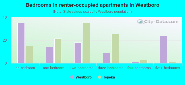 Bedrooms in renter-occupied apartments in Westboro