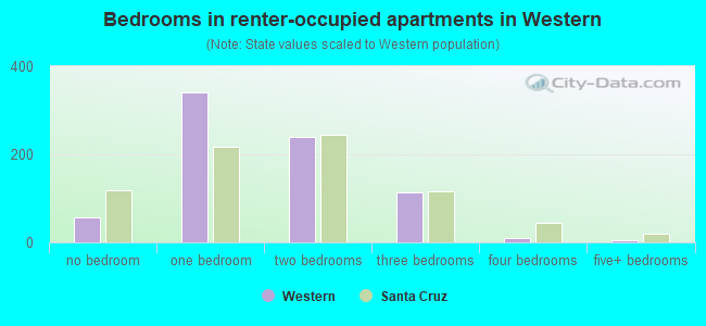 Bedrooms in renter-occupied apartments in Western