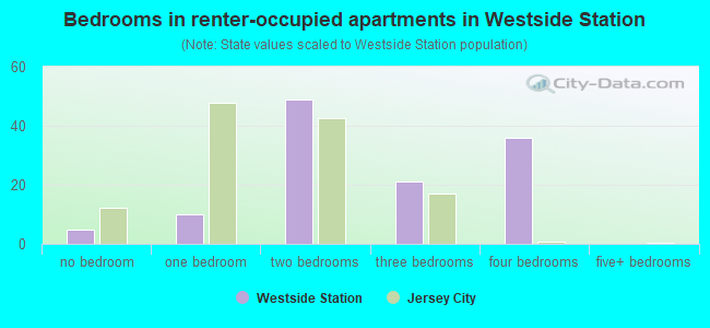 Bedrooms in renter-occupied apartments in Westside Station
