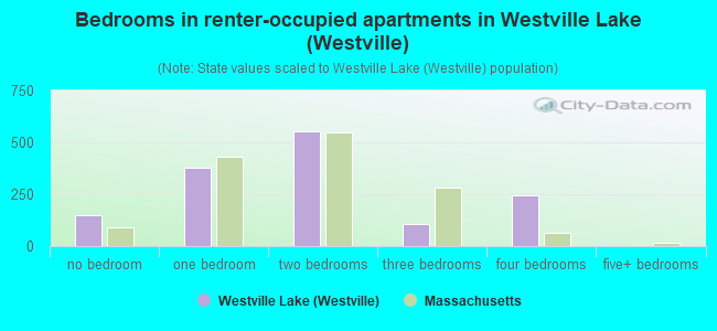 Bedrooms in renter-occupied apartments in Westville Lake (Westville)