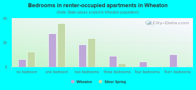 Bedrooms in renter-occupied apartments in Wheaton