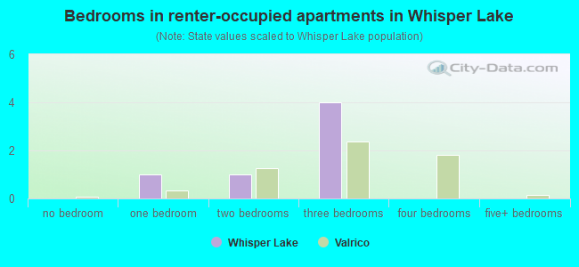 Bedrooms in renter-occupied apartments in Whisper Lake