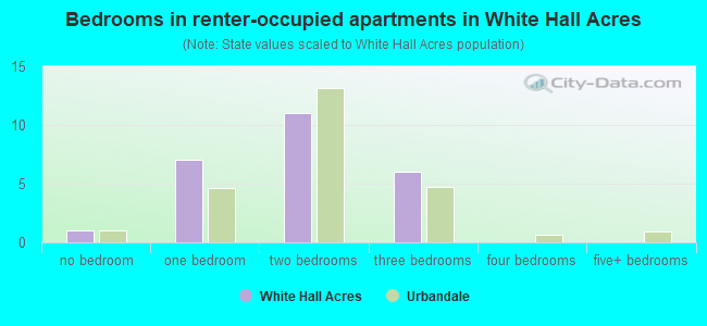 Bedrooms in renter-occupied apartments in White Hall Acres