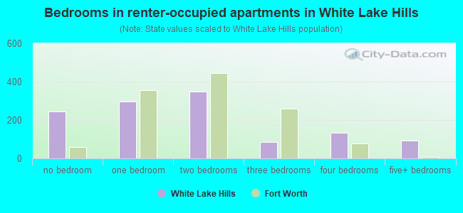 Bedrooms in renter-occupied apartments in White Lake Hills