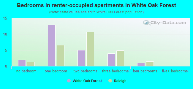 Bedrooms in renter-occupied apartments in White Oak Forest