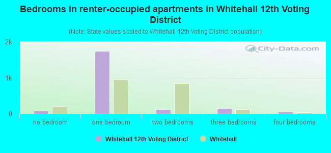 Bedrooms in renter-occupied apartments in Whitehall 12th Voting District
