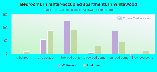 Bedrooms in renter-occupied apartments in Whitewood