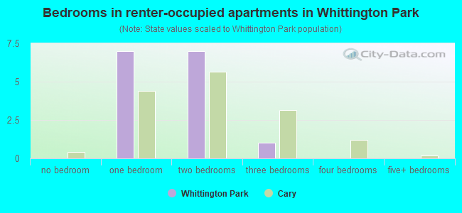 Bedrooms in renter-occupied apartments in Whittington Park