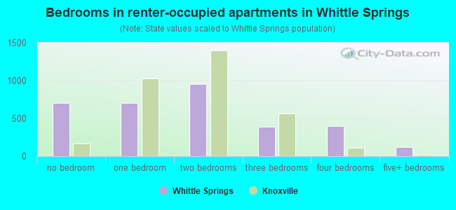 Bedrooms in renter-occupied apartments in Whittle Springs