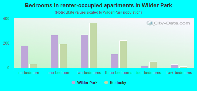 Bedrooms in renter-occupied apartments in Wilder Park