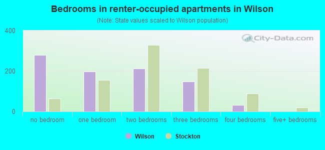 Bedrooms in renter-occupied apartments in Wilson
