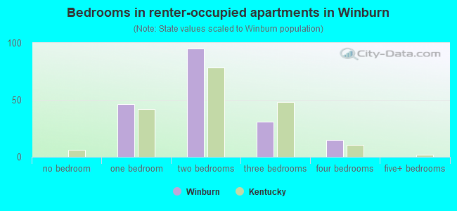 Bedrooms in renter-occupied apartments in Winburn