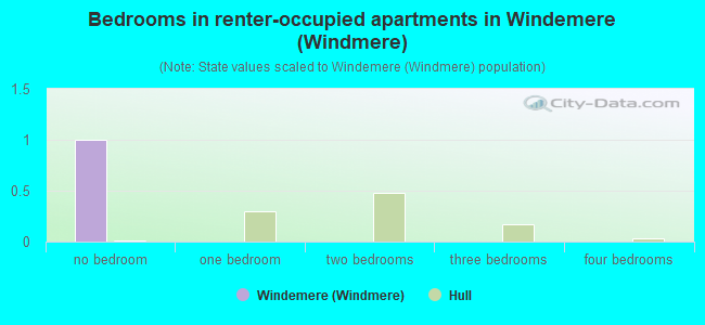 Bedrooms in renter-occupied apartments in Windemere (Windmere)