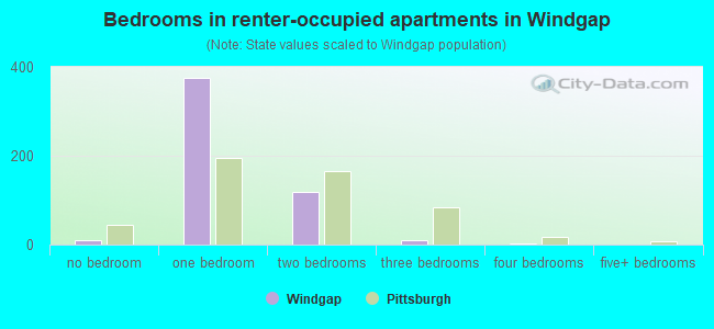 Bedrooms in renter-occupied apartments in Windgap