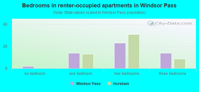Bedrooms in renter-occupied apartments in Windsor Pass