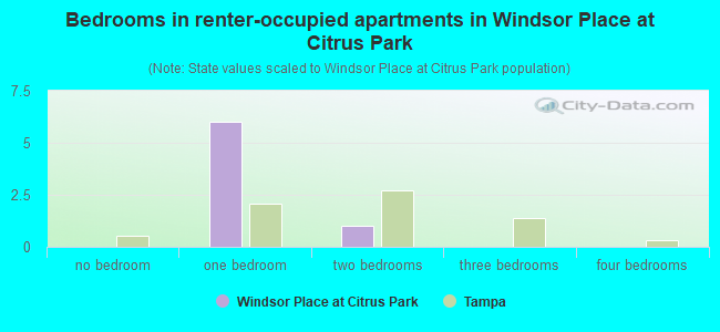 Bedrooms in renter-occupied apartments in Windsor Place at Citrus Park
