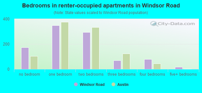 Bedrooms in renter-occupied apartments in Windsor Road