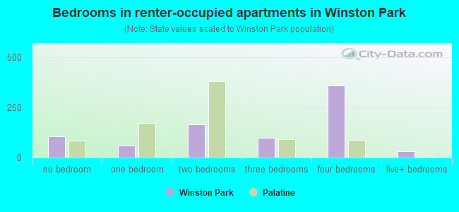 Bedrooms in renter-occupied apartments in Winston Park