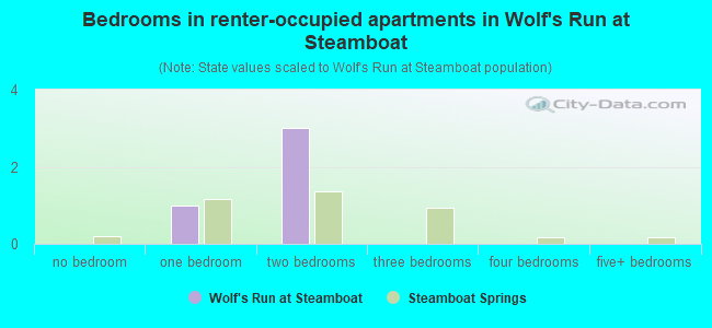 Bedrooms in renter-occupied apartments in Wolf's Run at Steamboat