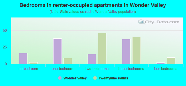 Bedrooms in renter-occupied apartments in Wonder Valley