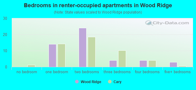 Bedrooms in renter-occupied apartments in Wood Ridge