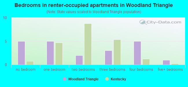 Bedrooms in renter-occupied apartments in Woodland Triangle