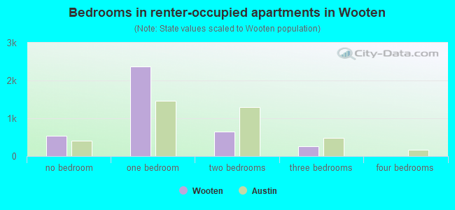 Bedrooms in renter-occupied apartments in Wooten