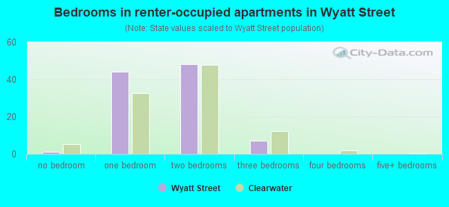 Bedrooms in renter-occupied apartments in Wyatt Street