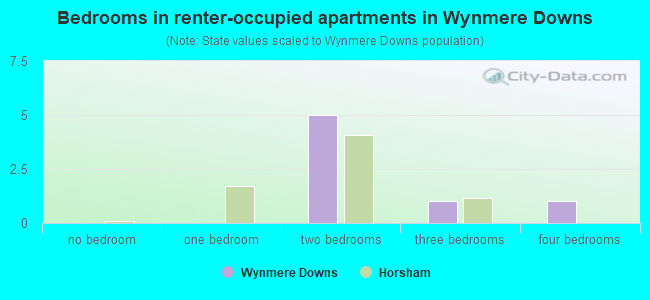 Bedrooms in renter-occupied apartments in Wynmere Downs