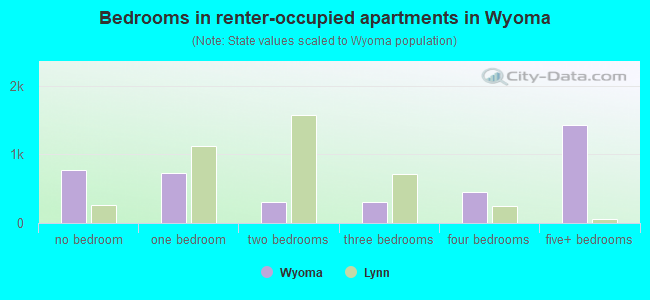 Bedrooms in renter-occupied apartments in Wyoma