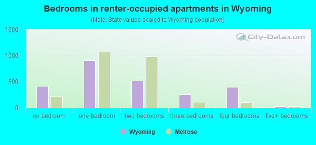 Bedrooms in renter-occupied apartments in Wyoming