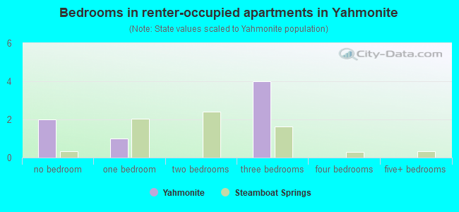 Bedrooms in renter-occupied apartments in Yahmonite