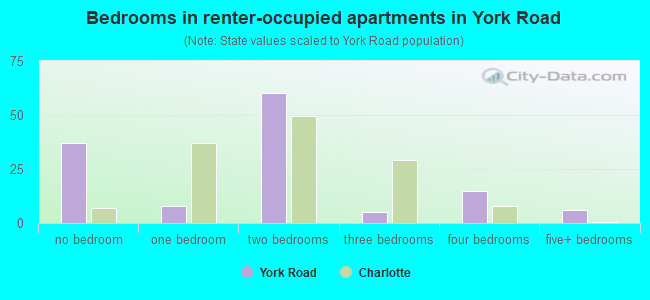 Bedrooms in renter-occupied apartments in York Road