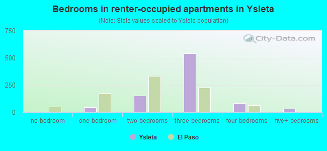 Bedrooms in renter-occupied apartments in Ysleta